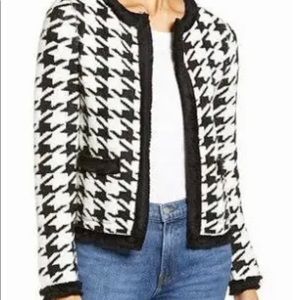 NWT Halogen black/white houndstooth open cardigan sweater